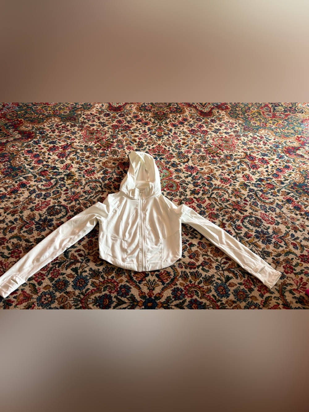 Gold Hinge Women's Cropped White Hooded Jacket Dize Small